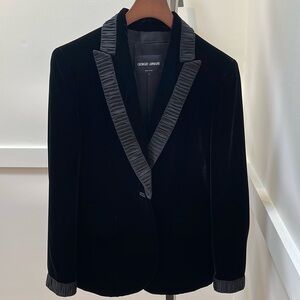GIORGIO ARMANI Black Velvet Suit Jacket Blazer size 40